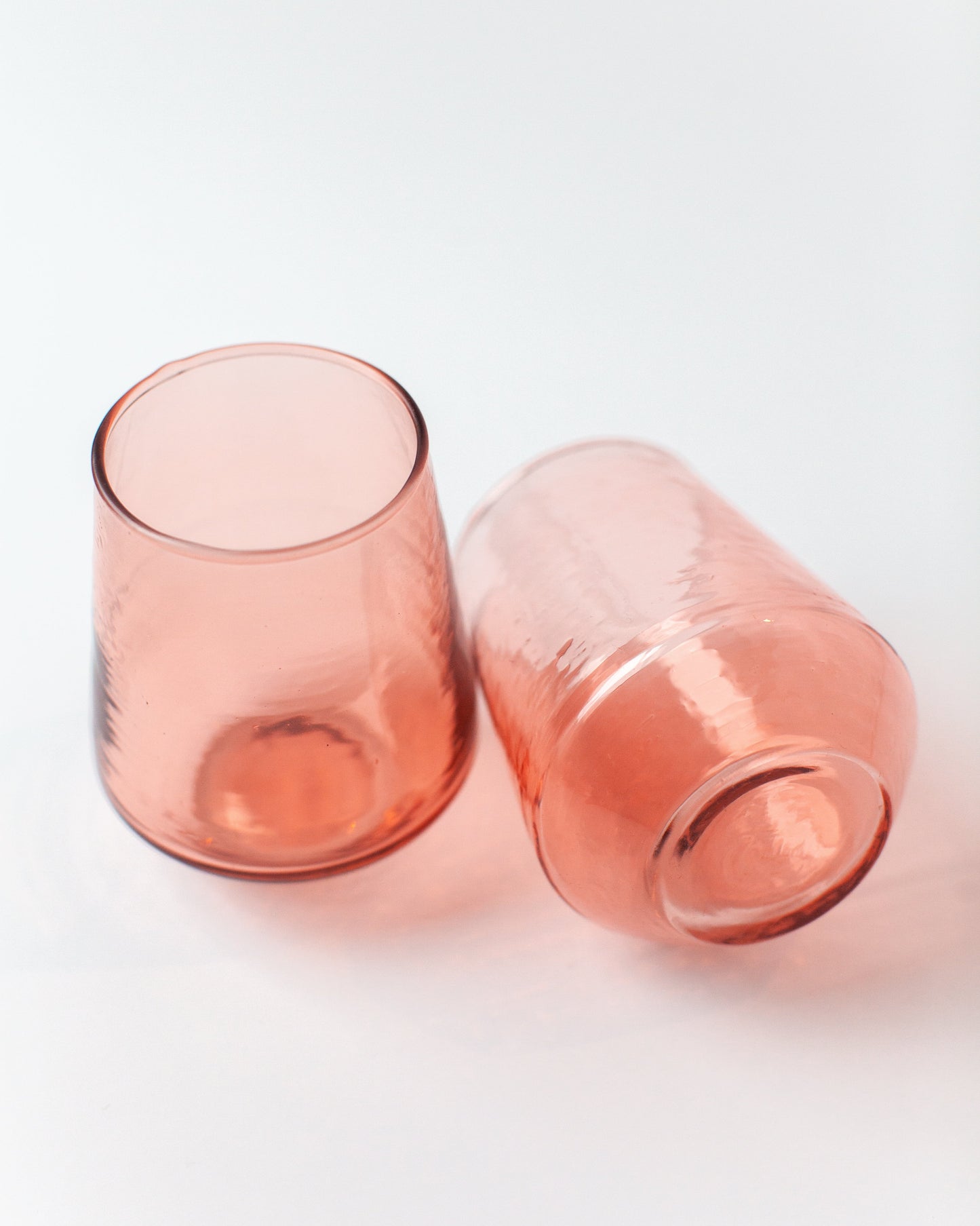 Pair of Hammered Glass Stemless Tumblers-2