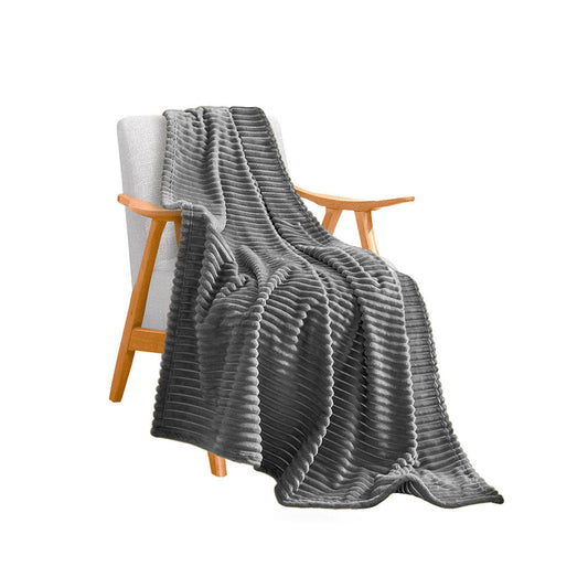 NNEAGS GreyThrow Blanket Warm Cozy Striped Pattern Thin Flannel Coverlet Fleece Bed Sofa Comforter-0