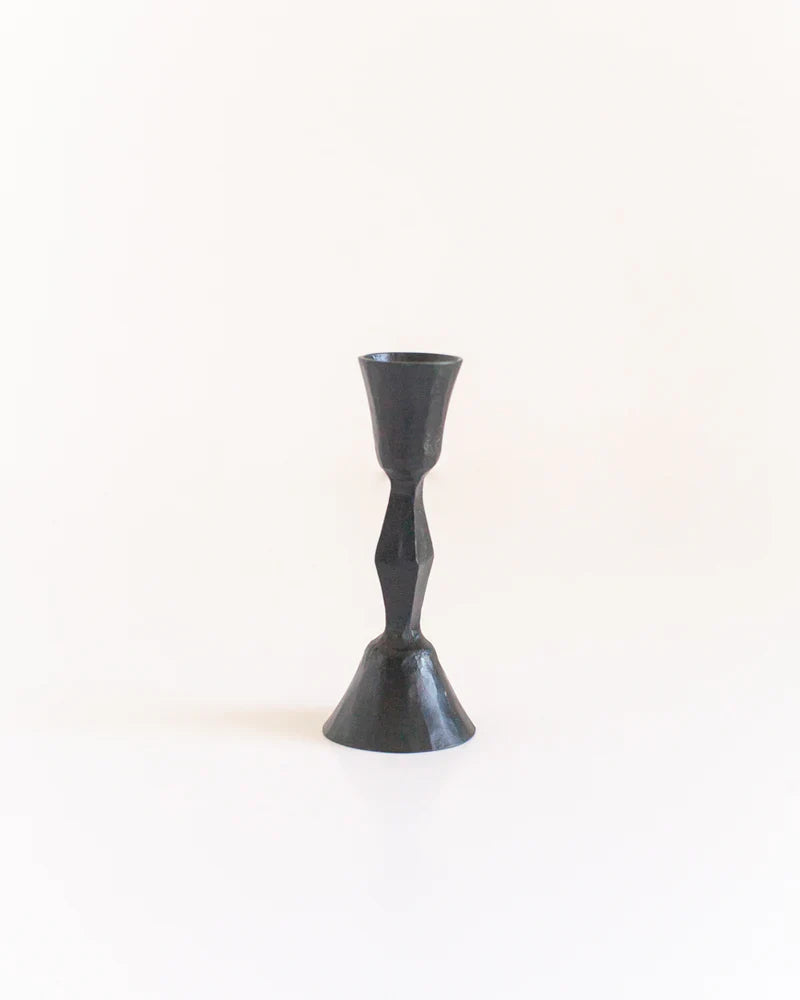 Low Diamond Hand-Forged Iron Candle Stand-2