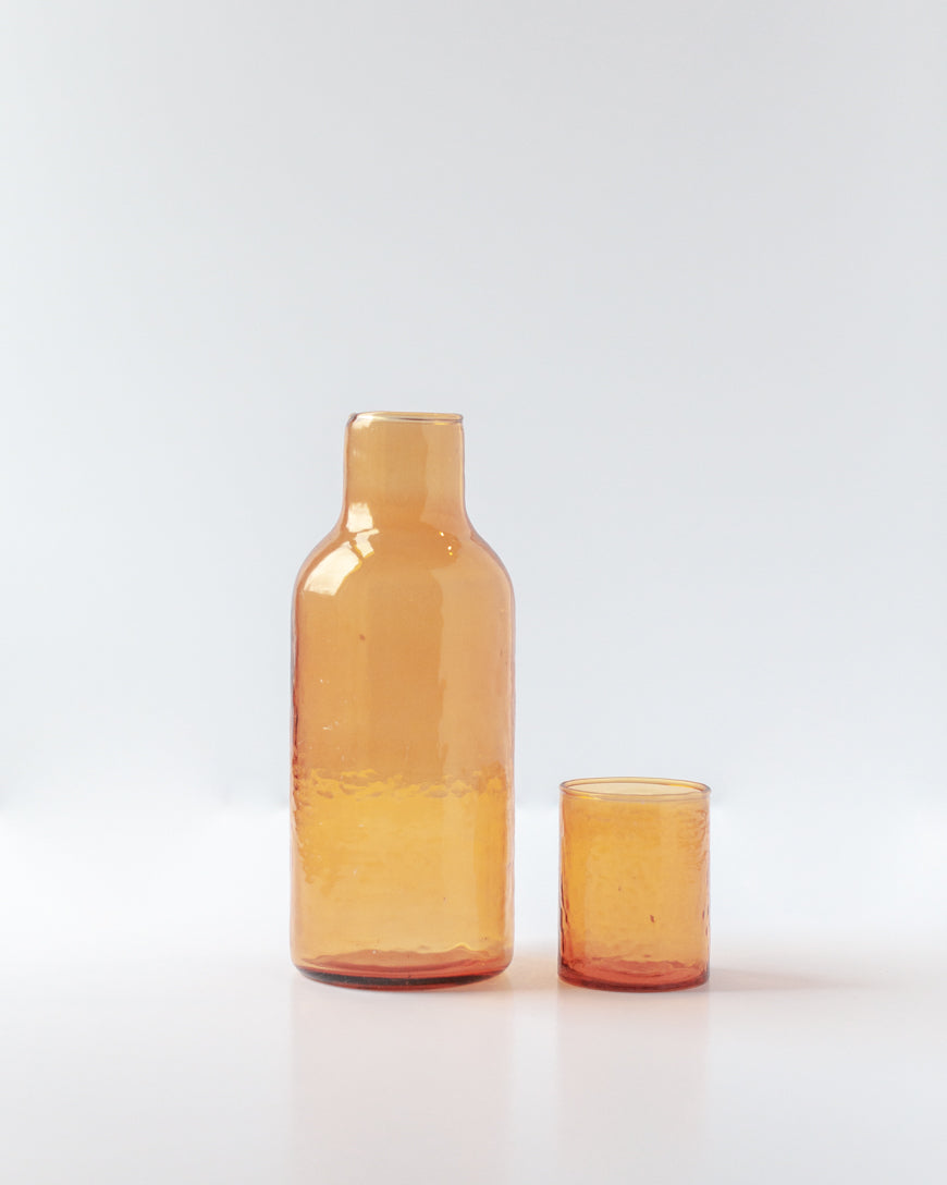 Handblown Hammered Glass Carafe +Cup-4