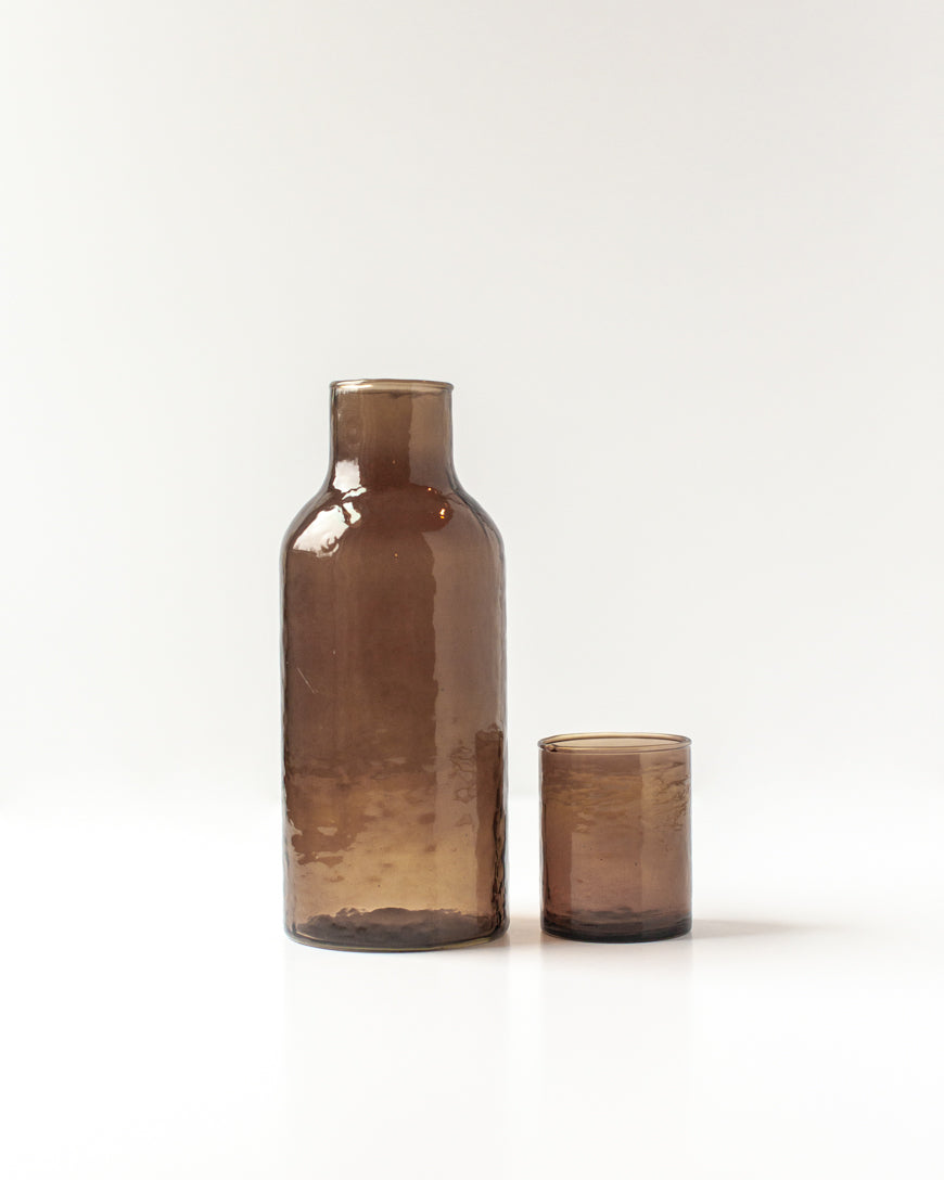 Handblown Hammered Glass Carafe +Cup-6