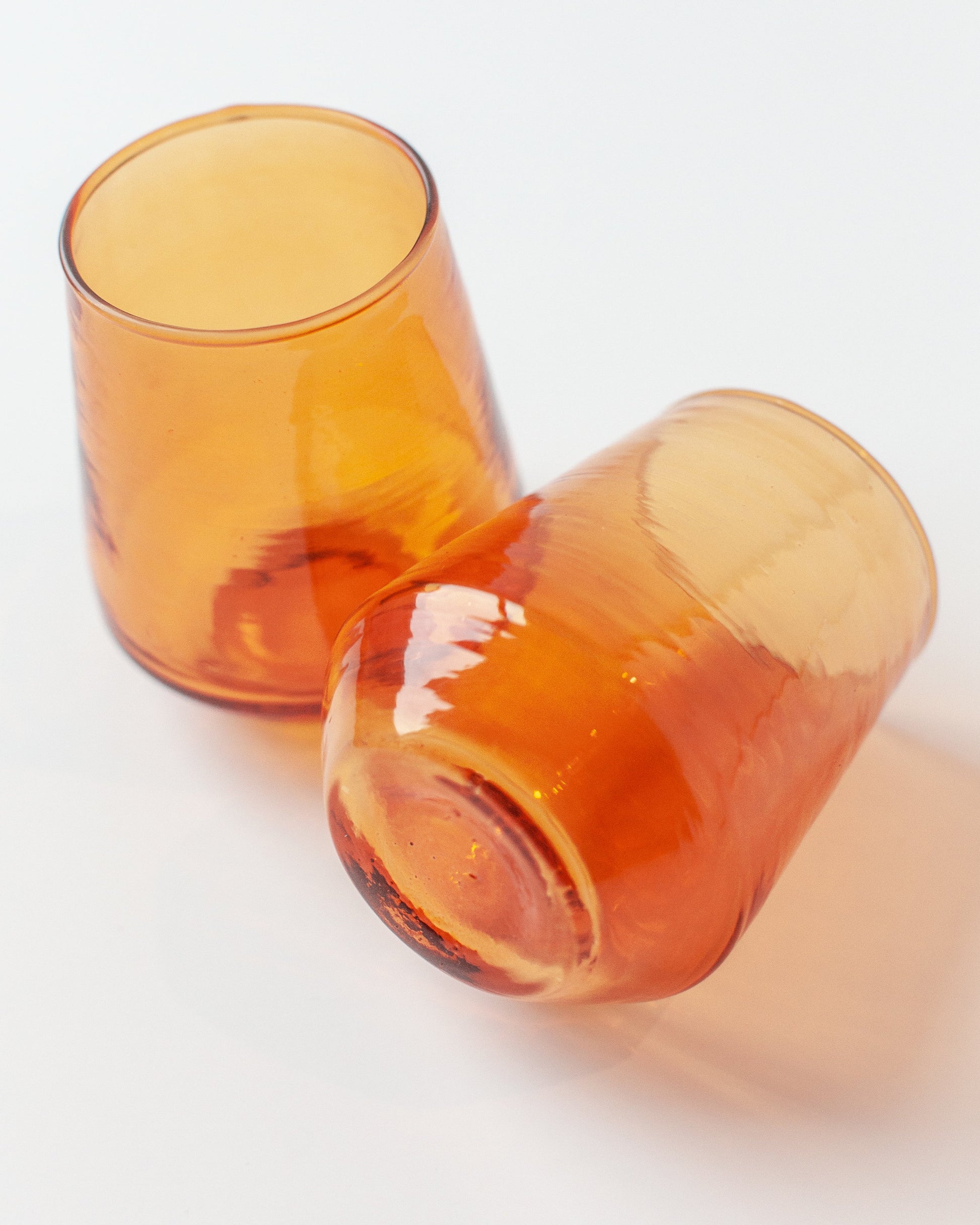 Pair of Hammered Glass Stemless Tumblers-3