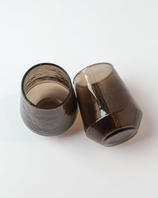 Pair of Hammered Glass Stemless Tumblers-0