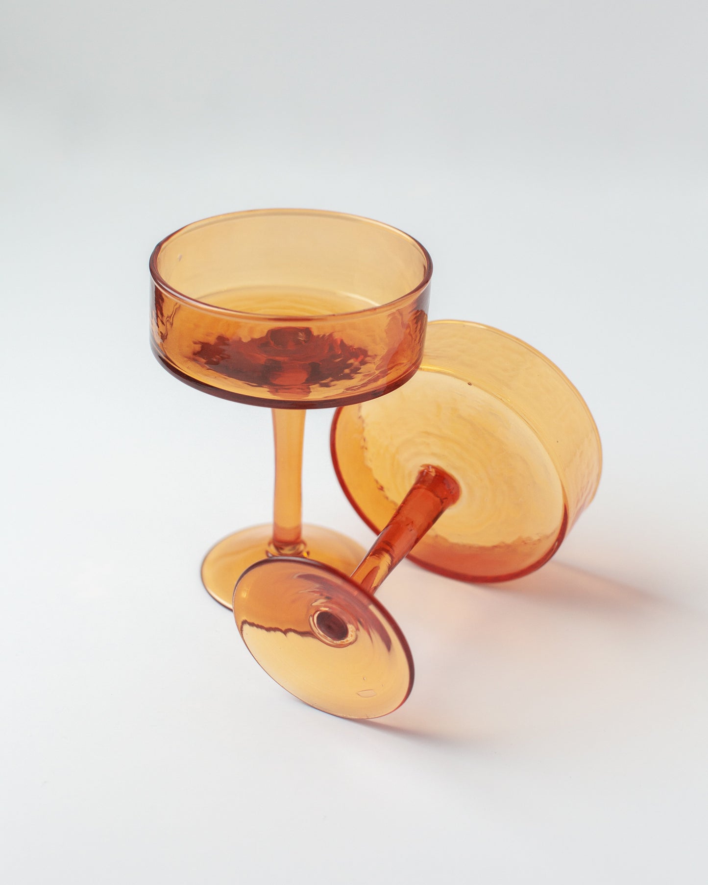 Handblown Hammered Coupe Cocktail Glass Pair-5