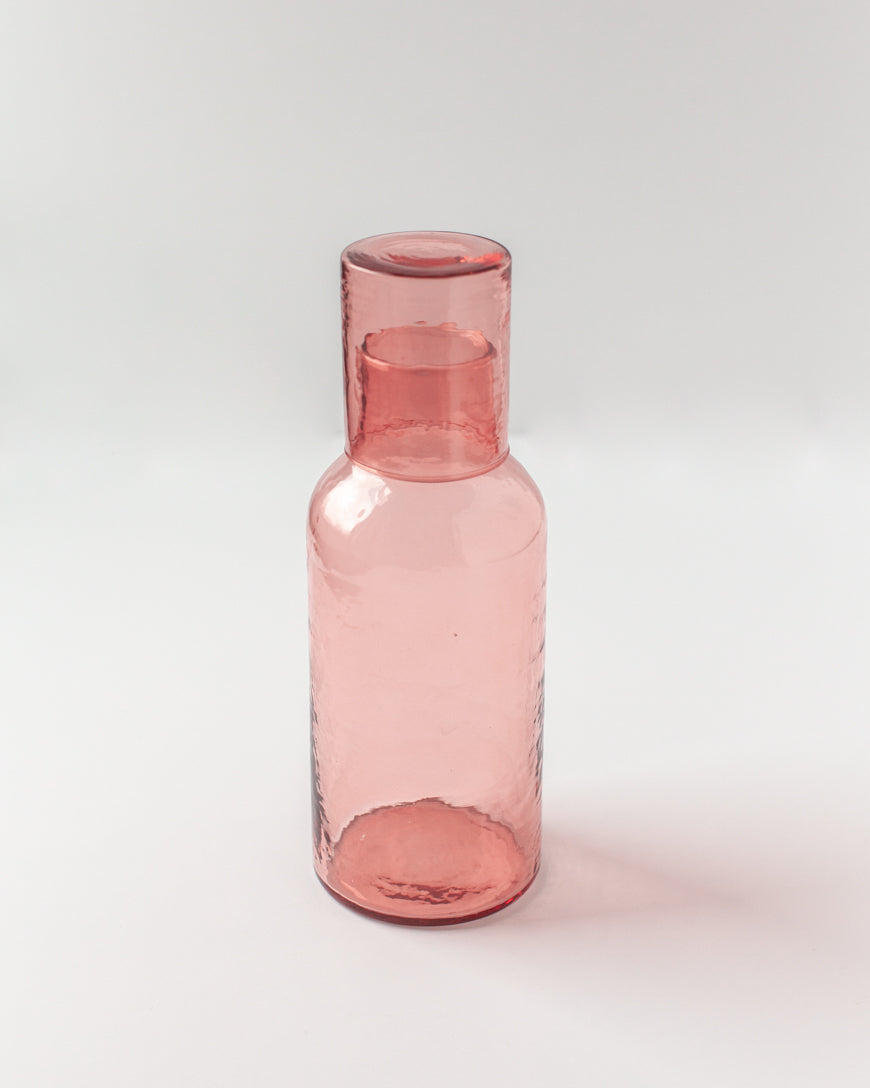 Handblown Hammered Glass Carafe +Cup-3