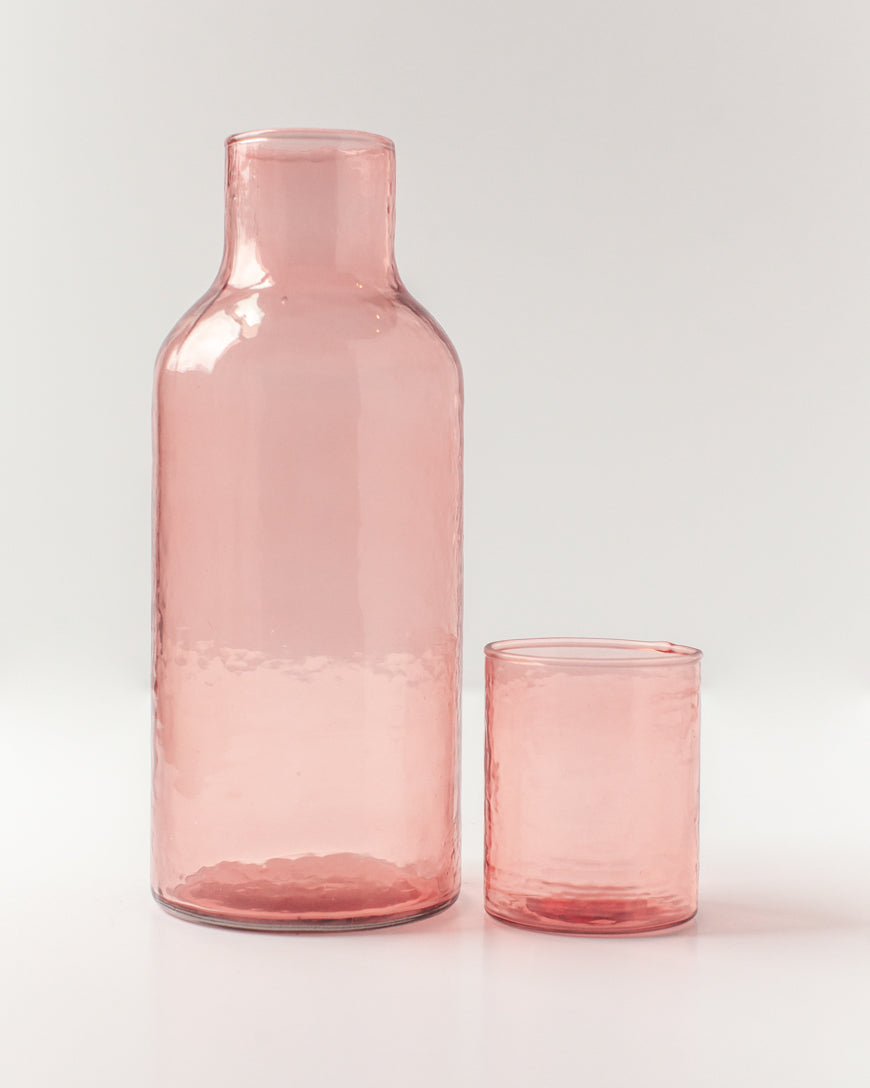 Handblown Hammered Glass Carafe +Cup-0