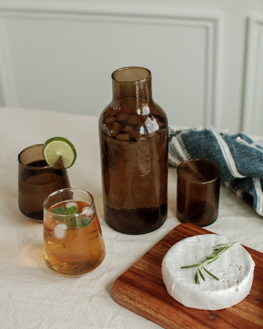 Handblown Hammered Glass Carafe +Cup-2