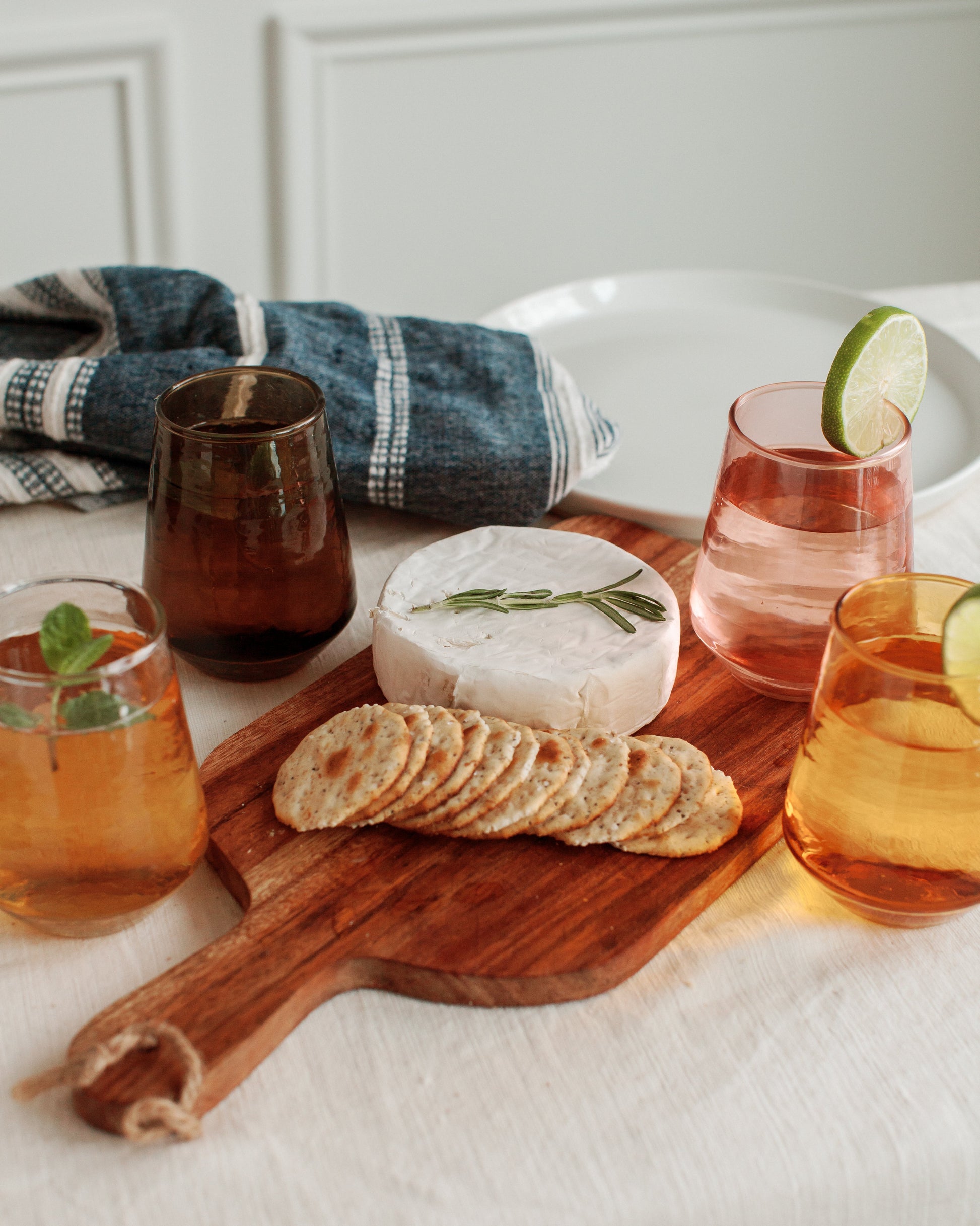 Pair of Hammered Glass Stemless Tumblers-4