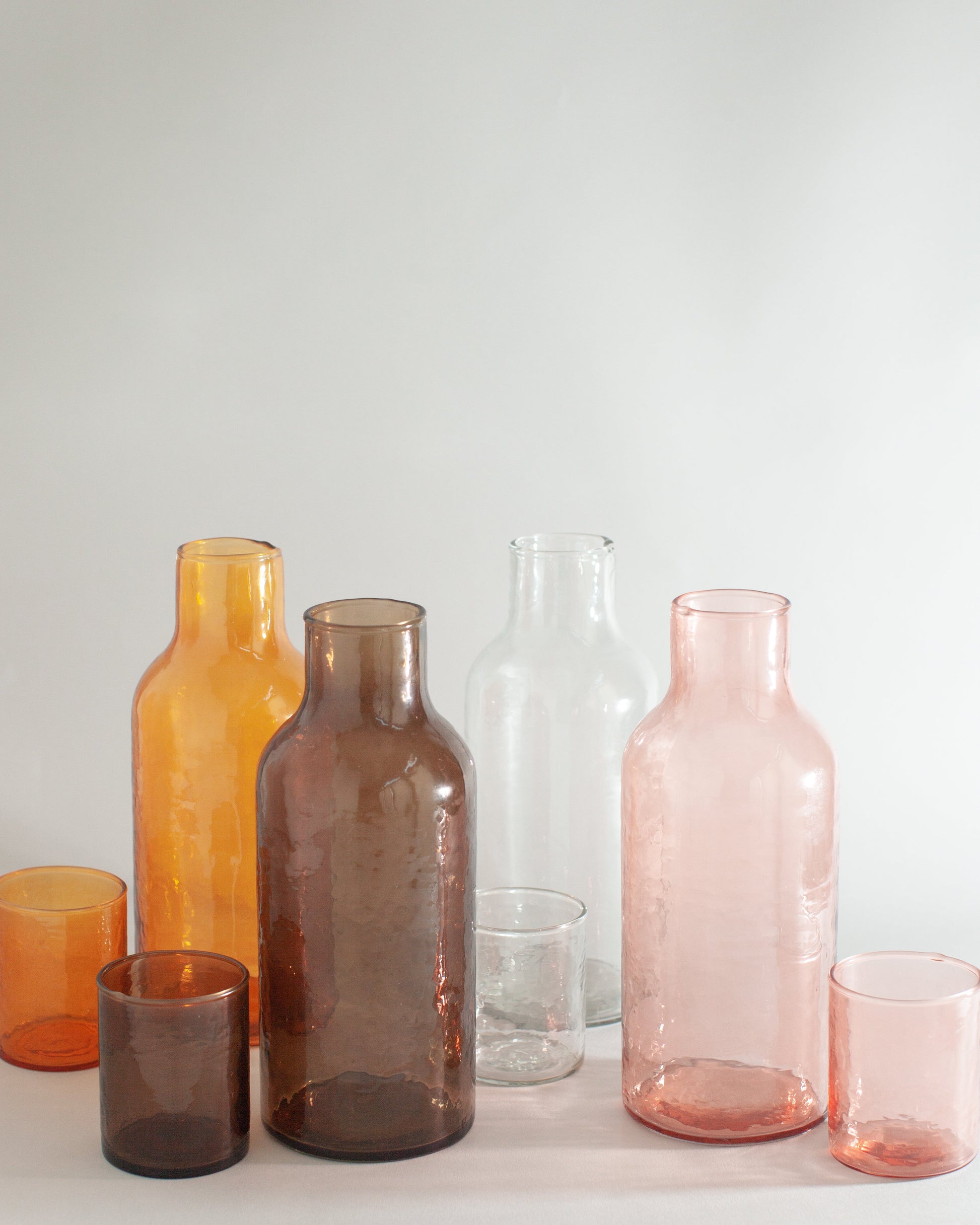 Handblown Hammered Glass Carafe +Cup-1