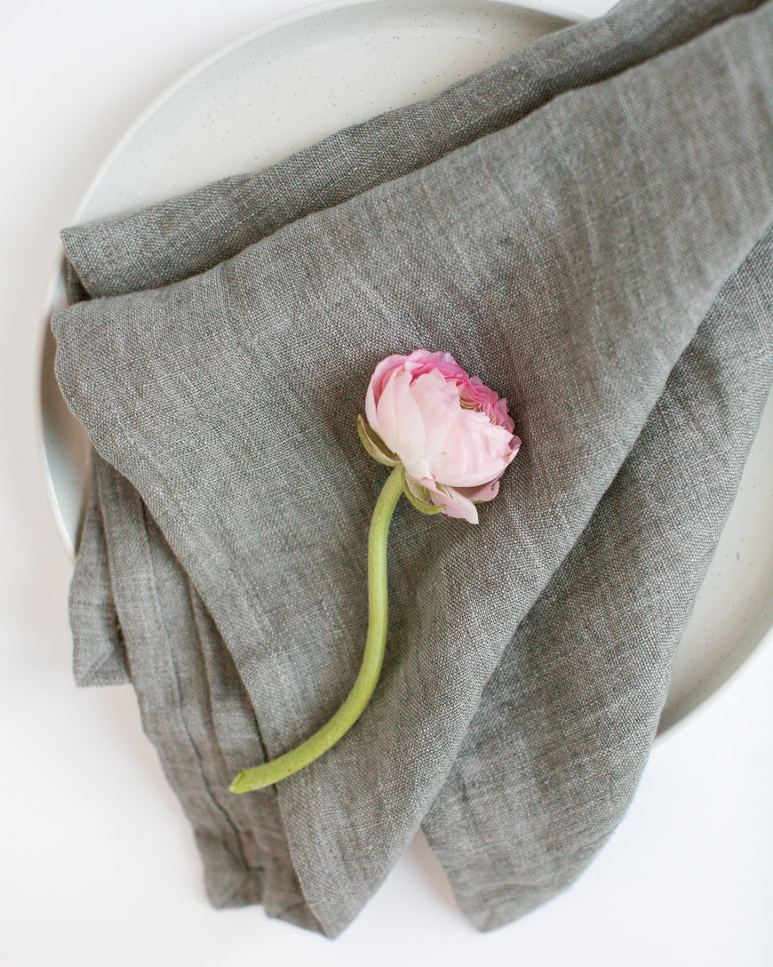 Stone Washed Linen Hemmed Dinner Napkins-2
