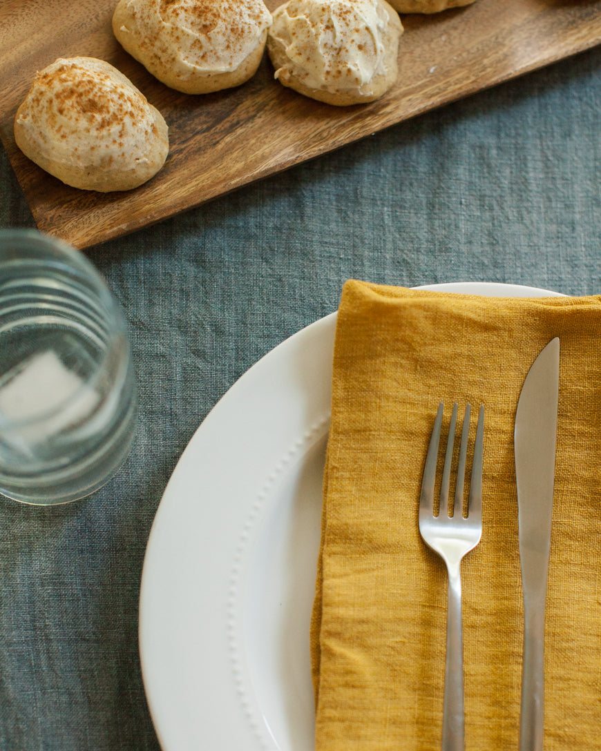 Stone Washed Linen Hemmed Dinner Napkins-4
