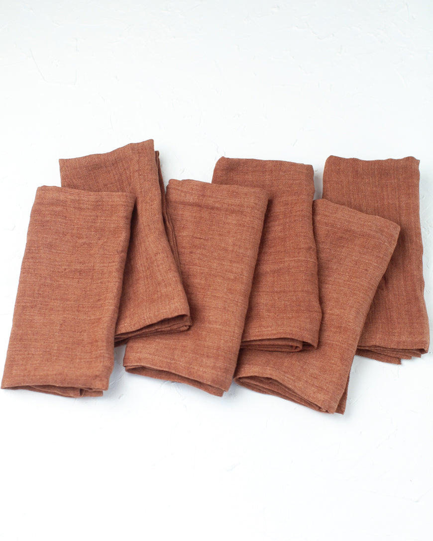 Stone Washed Linen Hemmed Dinner Napkins-7