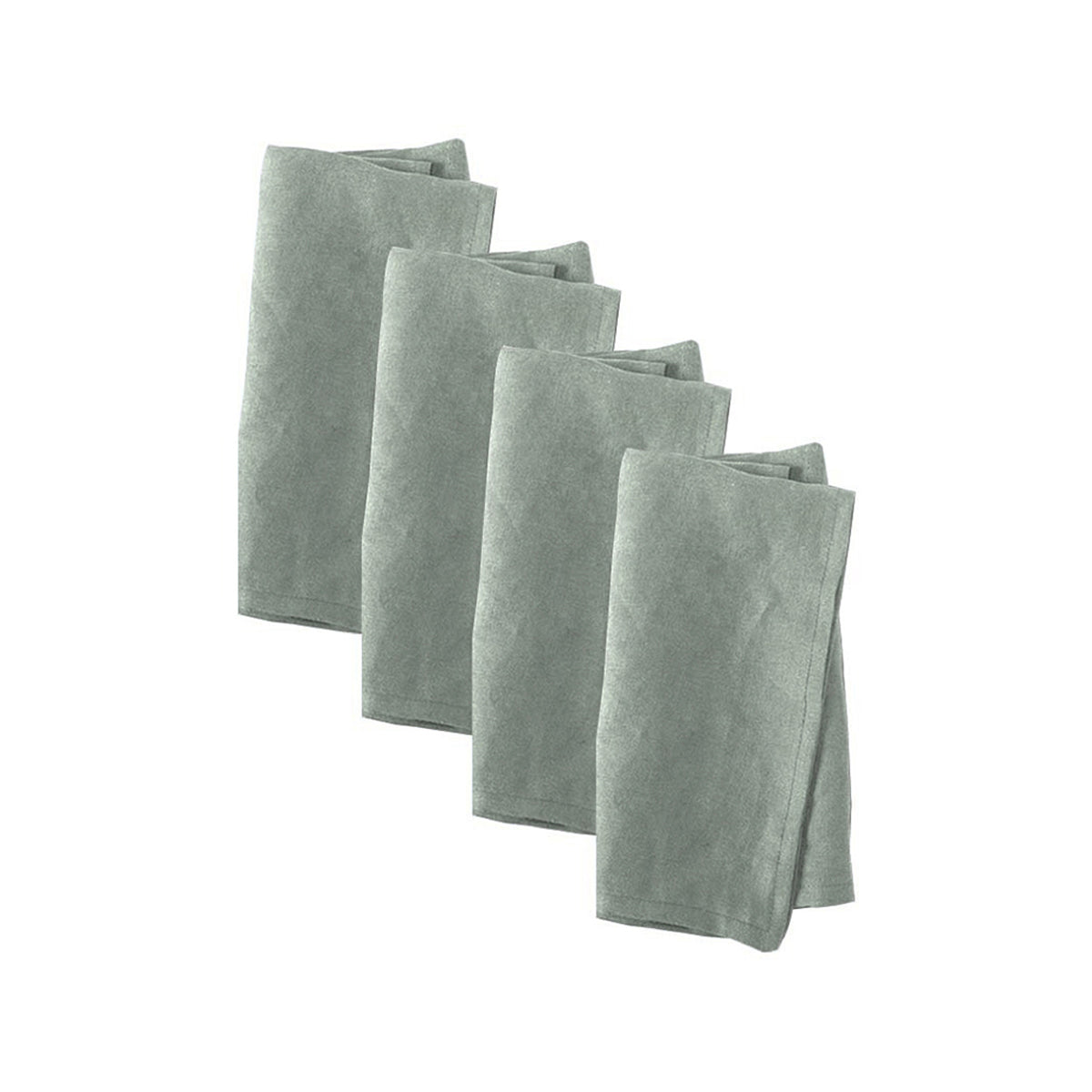 NNEDSZ Vintage Design Homewares Set of 4 Washed Linen Cotton Square Napkins Green 50cm x 50cm-0