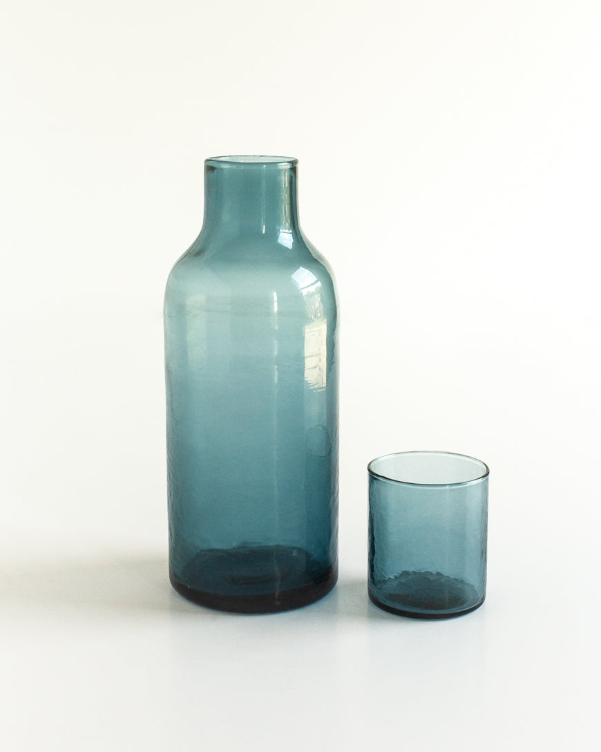 Handblown Hammered Glass Carafe +Cup-7