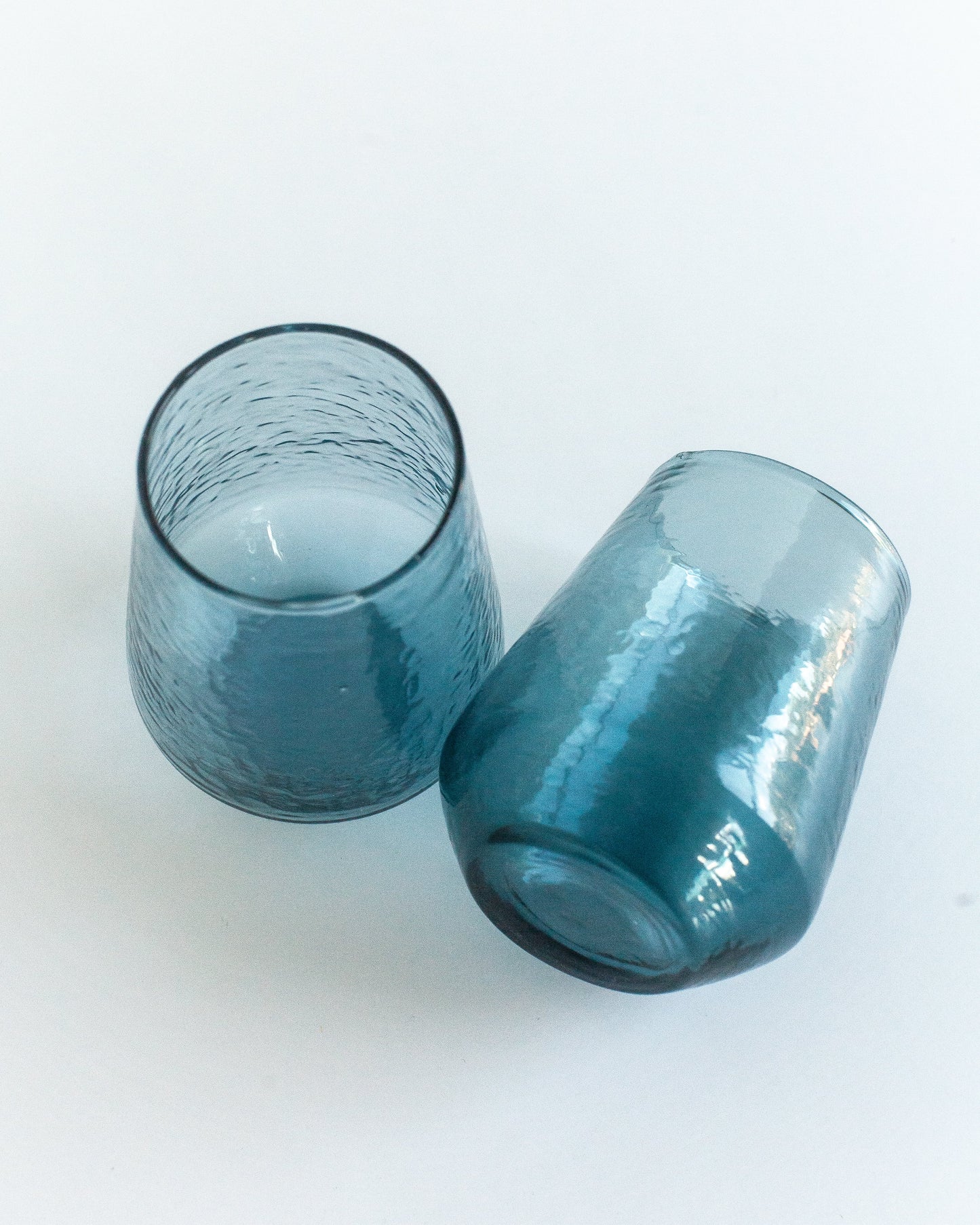 Pair of Hammered Glass Stemless Tumblers-6