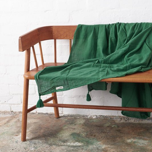 Cotton Throw - Forest Green-0
