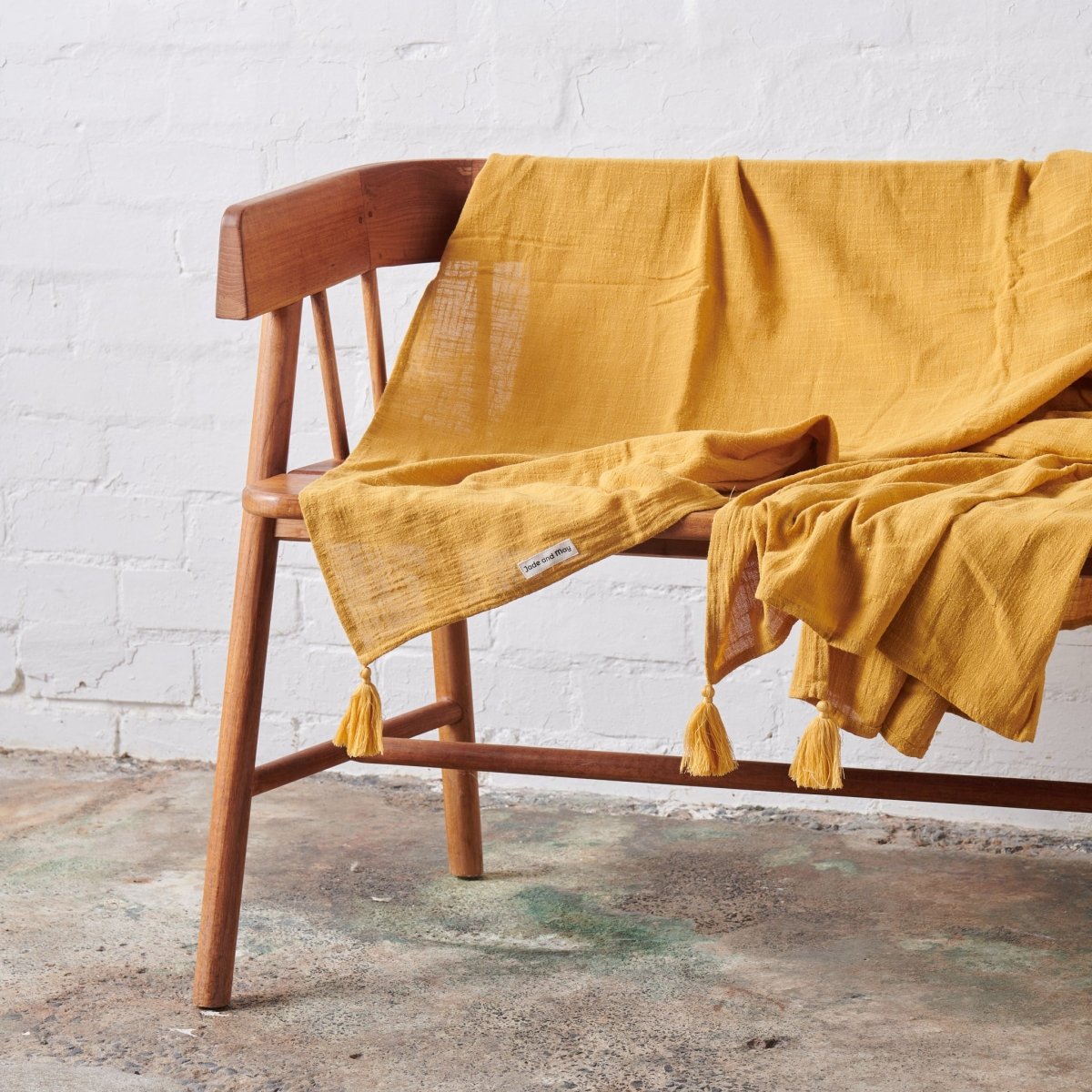Cotton Throw in Mustard-0