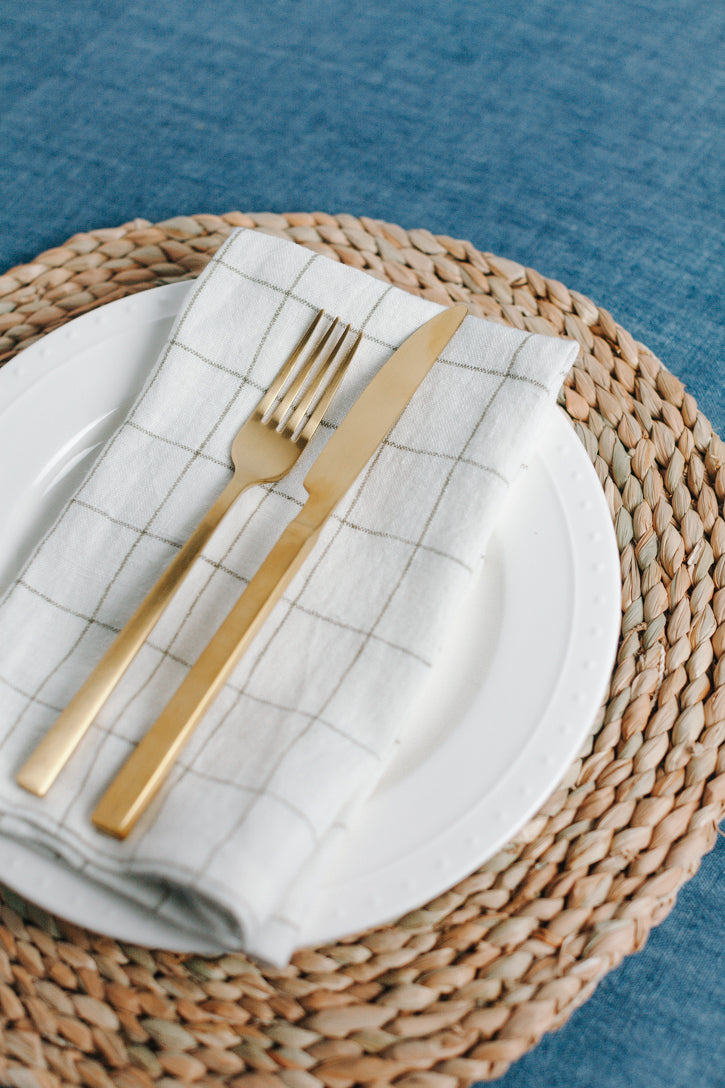 Stone Washed Linen Windowpane Napkins-2