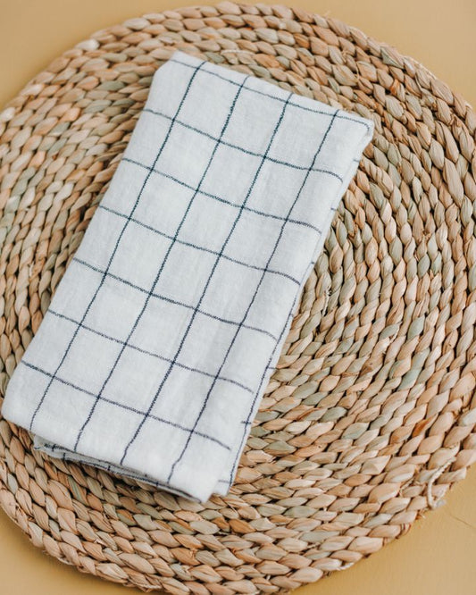Stone Washed Linen Windowpane Napkins-0