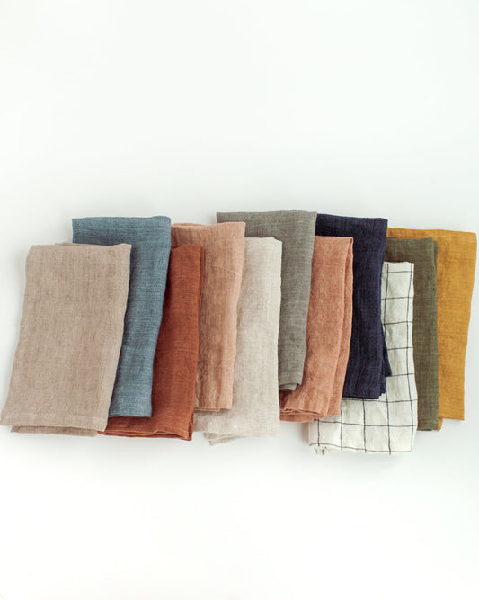 Stone Washed Linen Hemmed Dinner Napkins-0